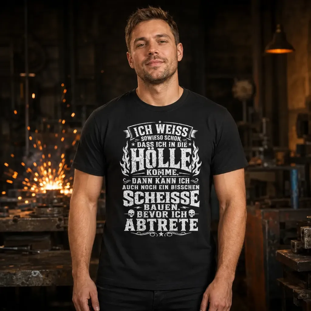 [NTS-001-XS] Herren T-Shirt „Ich komme sowieso in die Hölle“ (XS)